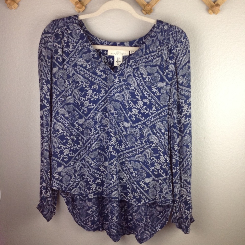 ✨Paisley Blue Boho Slouchy Top 4